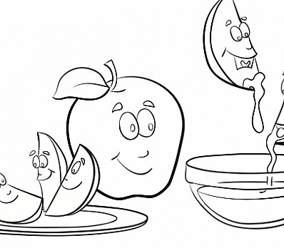 Apples and Honey Coloring Page